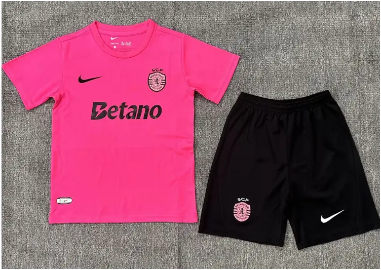 2024/25 Sporting CP Lisbon Pink Special Short-Sleeved Jersey for Kids (105)